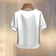 thumbnail image 5 of TaTaai Women's Summer Solid Round Neck Short Sleeve Top, Pearl Embellished Casual Professional Style, Lightweight Soft for Office Daily Wear Gift, 5 of 5