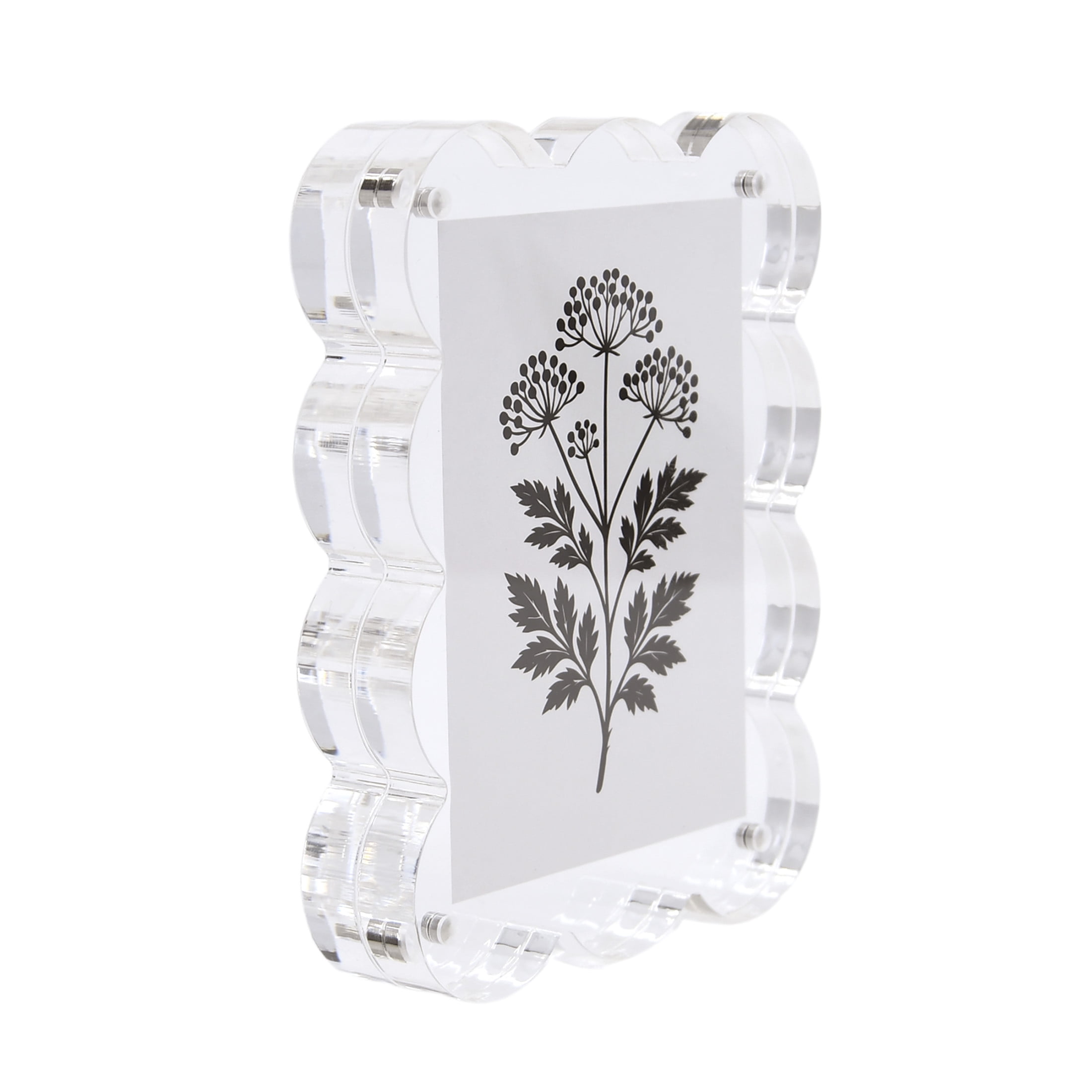 Snap Acrylic Scallop Block Frame for 2.5x3.5 Inch Photos, Clear Display