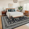 thumbnail image 2 of GAOMON Machine Washable 5x7 Area Rug Non Slip Non Shedding Rug Vintage Oriental Low Pile Rugs Floral Foldable Indoor Carpet for Bedroom Living Room Kids Room Decor, Black, 2 of 8