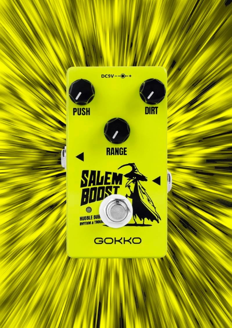 GOKKO Salem Boost Pedal - Professional Guitar Effects Pedal with Volume, Overdrive, and Treble Boost - Compact Stompbox for Electric Guitarists(GK-60)