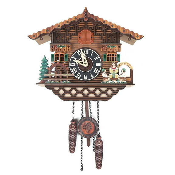 Bird Wall Clock Wooden Antique Wall Clock Traditional Black Forest Style 12.4"*9.5"4"