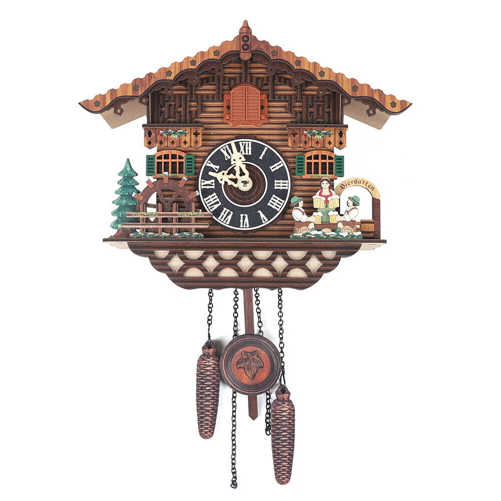 Bird Wall Clock Wooden Antique Wall Clock Traditional Black Forest Style 12.4*9.54