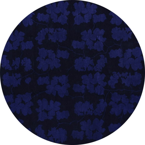 Ahgly Company Indoor Round Abstract Blue Modern Area Rugs, 8' Round