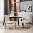thumbnail image 2 of Dayalane Mid Century Modern Dining Chairs Set of 2, Beige Linen Upholstered Kitchen & Dining Room Chairs with Gold Metal Frame, Armless Side Chairs for Living Room, 2 of 6