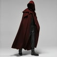 thumbnail image 2 of Penkiiy Cloak with Hood Men Clearance Men Halloween Casual Party Retro Gothic Solid Long Cloak Stage Outfit Top Red Cloak, 2 of 3