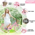 thumbnail image 5 of Zukka 20" Kids Bike for Girl 7-12 Years with Woven Basket Rear Rack Double Brake Pink, 5 of 7