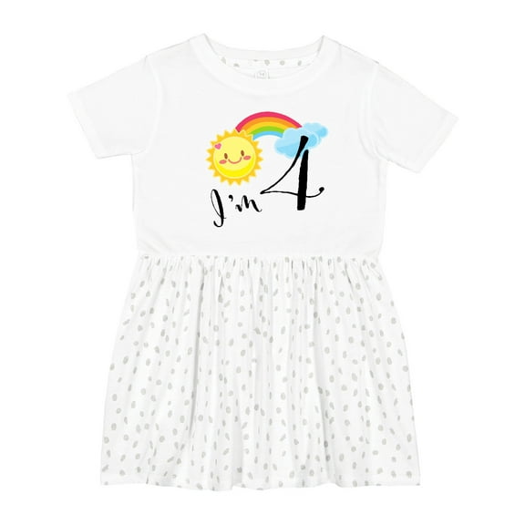 Inktastic I'm 4- Fourth Birthday Sun Rainbow Girls Toddler Dress