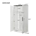 thumbnail image 4 of 5-Cubby 2-Door Wooden Wardrobe Armoire with LED Lights 5.75 ft Tall-White, 4 of 6