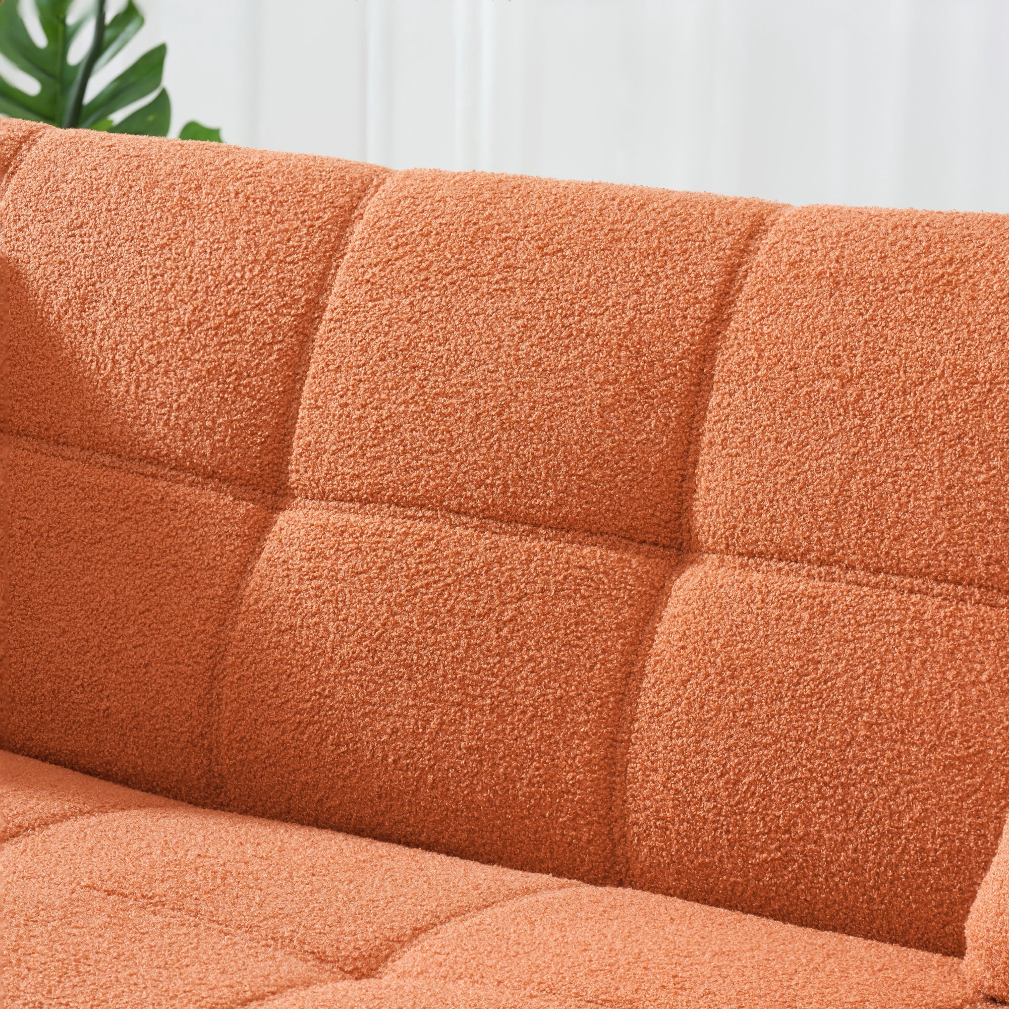 Futon Sofa Bed,Convertible Double Sofa Bed with Folding Armrests for Living Rooms and Small Spaces,Orange