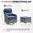thumbnail image 2 of Planntonneo 4 Piece Wicker Patio Furniture Set with 2pcs Swivel Glider Chairs(6-inch Thick Cushions) and 2pcs Ottomans for Backyard, Porch, Balcony, Grey/Blue, 2 of 11