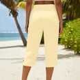 thumbnail image 7 of Nestiefly Cotton Capri Pants for Women Loose Fit Casual Straight Leg Drawstring Elastic Waist Cropped Pant Summer Linen Clothes Beige S, 7 of 7