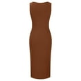 thumbnail image 5 of IROINNID Wedding Guest Dresses for Women Formal Evening Night Dress Summer Solid V-Neck Sleeveless Loose Sleeveless Suspender Dress Elegant Bodycon Dress,Brown, 5 of 6