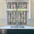 thumbnail image 3 of Pioneer Kitchen Curtains and Valance Set 36 Inch Tier Pink Peony Flowers with Leaves 3 Pieces Set Dining Room Small Curtain Drapes Cafe Curtains Valance for Home Decor Rod Pocket, 3 of 6