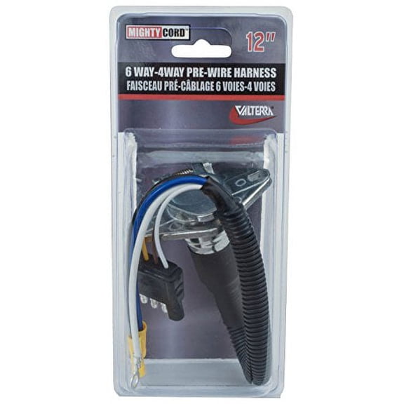 Valterra A10-6034VP 12" Long 6 Way to 4 Way Pre-Wired Harness (Retail Packaging)