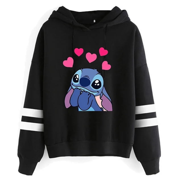 Y2k dibujos animados Disney Lilo y Stitch sudaderas divertidas mujeres Harajuku lindo Stitch Anime sudadera Manga ropa de calle Sudadera con capucha mujeres niños