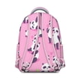 thumbnail image 3 of Vintage Panda Illustration Backpack for Students - Canvas Bookbag with Leather Accents, Front Magnetic Closure Pocket, Fits 14 Inch Laptop Textbooks Panda Style Gift, 3 of 6