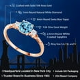 thumbnail image 2 of Gem Stone King 10K Rose Gold Swiss Blue Topaz White Created Sapphire & White Diamond Accent 3-Stone Engagement Ring for Women (1.04 Cttw, Round 6MM), 2 of 6