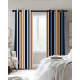 thumbnail image 3 of Orange Navy Blue Striped Blackout Curtains 84 Inches Length, Modern Minimalist Ombre Lines Window Treatment Thermal Insulated Drapes for Bedroom Living Room 2 Panels 104x84 Inches, 3 of 8