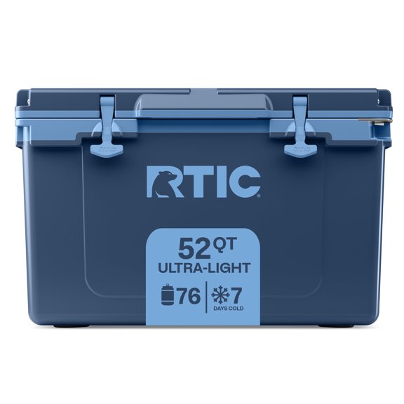 RTIC 52 QT Hard-Sided Ice Chest Cooler, Ultra-Light, Fits 76 Cans, Navy & Denim