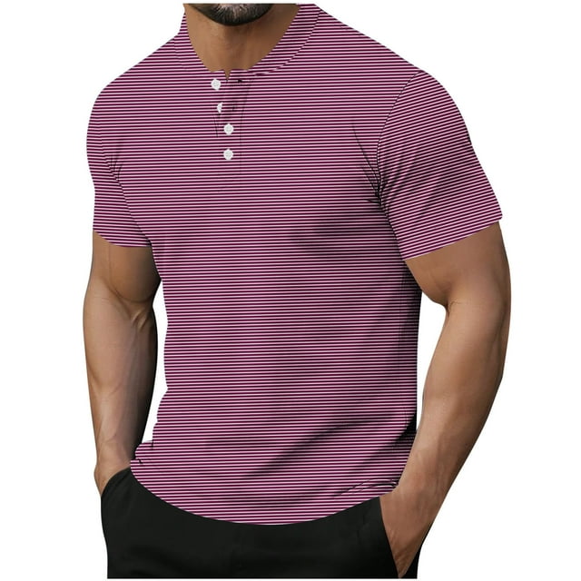 Mgmyaa Men's Short Sleeve Button Henley Neck Tie-dye Printing Shirt