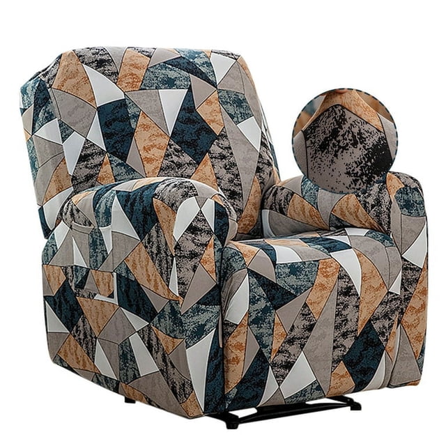 Dznils Funda para Sillón Reclinable Estampada Funda para Silla para Muebles Elástica de Poliéster, Marrón