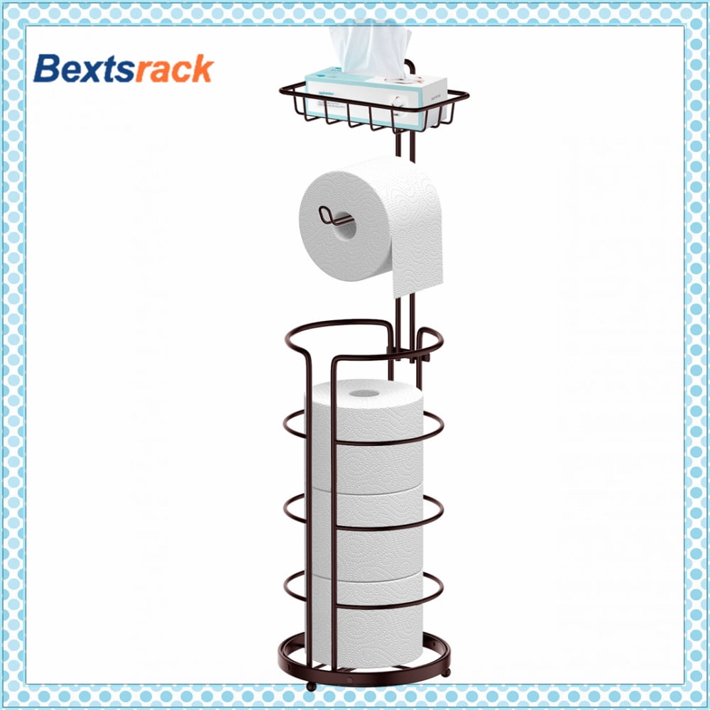 Bronze Freestanding Toilet Paper Holder with Storage Shelf