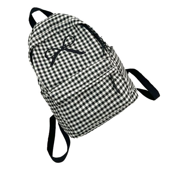 Japanese Style School Bag Large Capacity Bowknot Checkered Backpack for Women