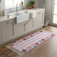 thumbnail image 6 of Area Rug with Tassels 2' x 5', American Flag Star Kitchen Runner Rug for Hallway Bedroom Throw Rugs, Independence Day Pink Blue Checkered Soft Door Mat for Bathroom Entrance Living Room, 6 of 9