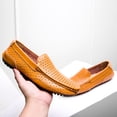 thumbnail image 6 of Summer Men Casual Shoes Moc Toe Genuine Leather Mens Loafers  Breathable Slip on Driving Shoes, 6 of 6