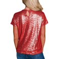 thumbnail image 3 of JINMGG Womens Plus Size $5 Women's Casual Short Sleeve T Shirts O Neck Party Sequin Tunic Elegant Tops Red XXL, 3 of 9
