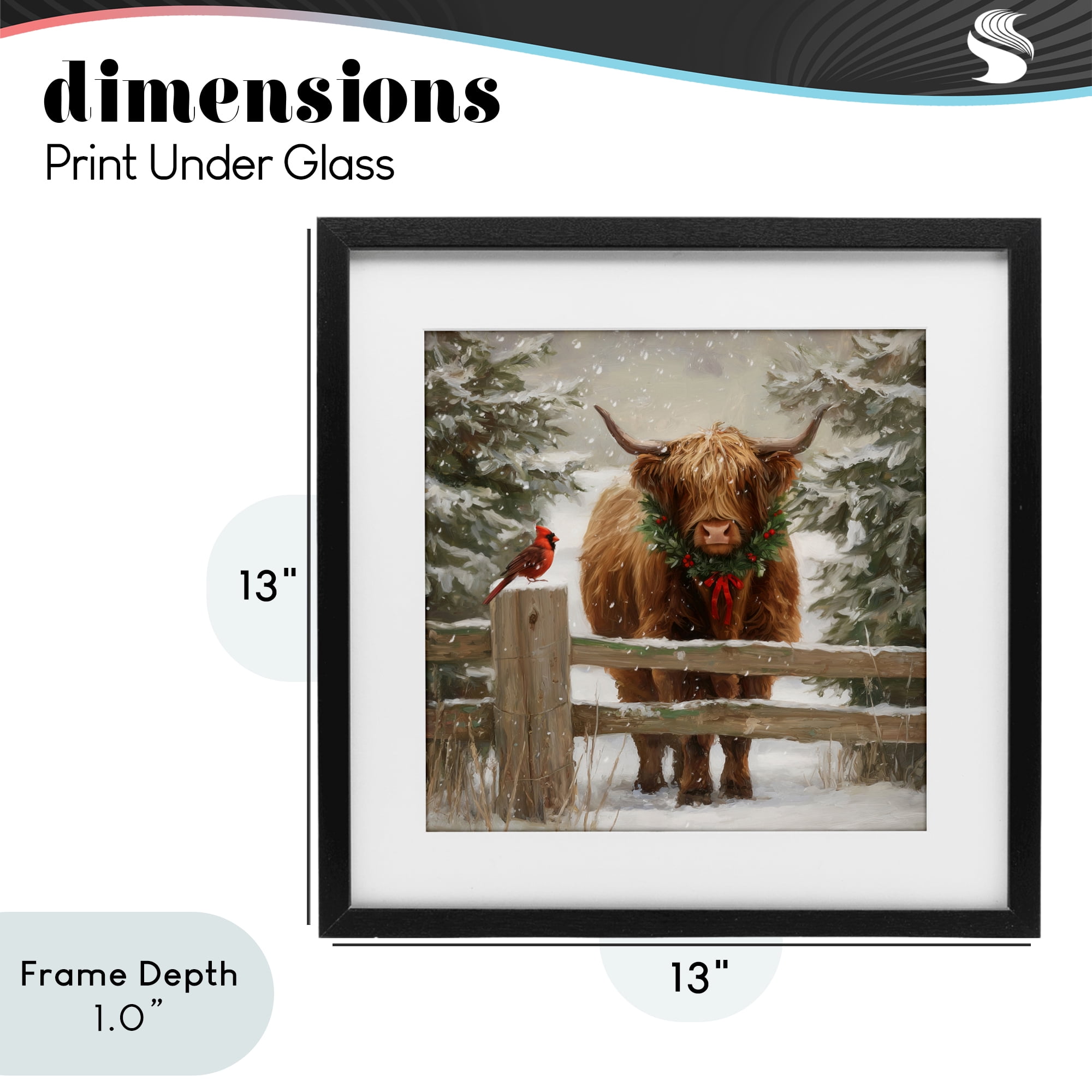Stupell Industries Christmas Cow & Cardinal Black Framed Print Under Glass, design by Tina LeCour