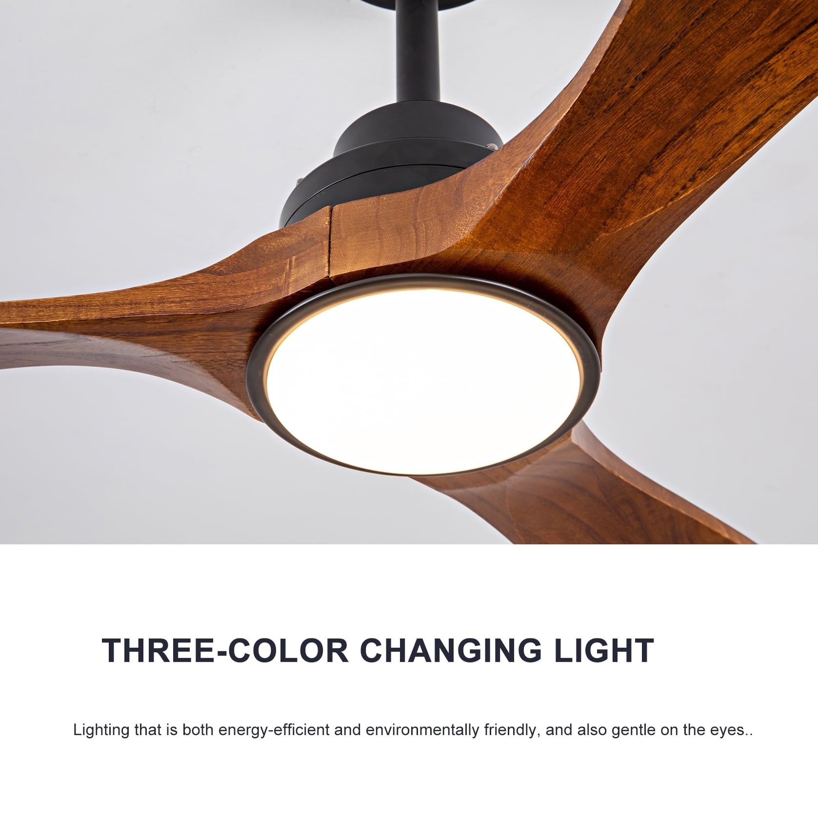 Mintazer 52 in Ceiling Fan with LED Light, Modern Ceiling Fan with Handheld Remote for Indoor Outdoor Bedroom Living Room, Walnut