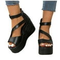 thumbnail image 6 of Mostsola Sandals for Women 2025 Platform Wedges Heels Trendy Strappy Pumps Shoes with Zipper, 6 of 8