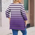 thumbnail image 5 of Sexlip Plus Size Women's Gradient Striped Handkerchief Hem Tunic Tops Long Sleeve Crewneck T-Shirts Loose Dressy Casual Blouse Purple XXXL, 5 of 5