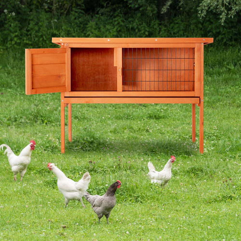 Wooden Rabbit Hutch Pet Cage,36'' Outdoor Wooden Chicken Coop,Single Deck Waterproof Wooden Chicken Coop Hen House Pet Animal Poultry Cage Rabbit Hutch with Run, Nesting Box, Wire Fence
