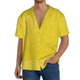 thumbnail image 3 of KLL Yellow Glitter Print Men's Shirt Short Sleeve Button Down Summer Cuba Beach Shirts- XX-Large, 3 of 7