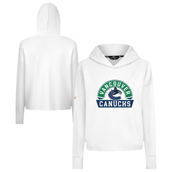 Women's Levelwear  White Vancouver Canucks Sweet Banner Arch Tri-Blend Cropped Pullover Hoodie