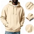 thumbnail image 4 of Havenx Hoodies for Men Long Sleeve Hooded Pullover Sweatshirts with Pockets Drawstring Sweatshirt Casual Ultra Soft Loose Fit Fall Winter Clothing,Beige S, 4 of 4