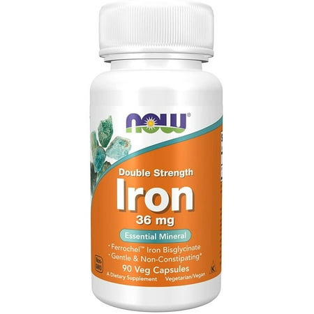 UPC 733739014443 product image for Iron 36mg Double Strength (Ferrochel Chelated Iron) Vegetarian Capsules by NOW F | upcitemdb.com