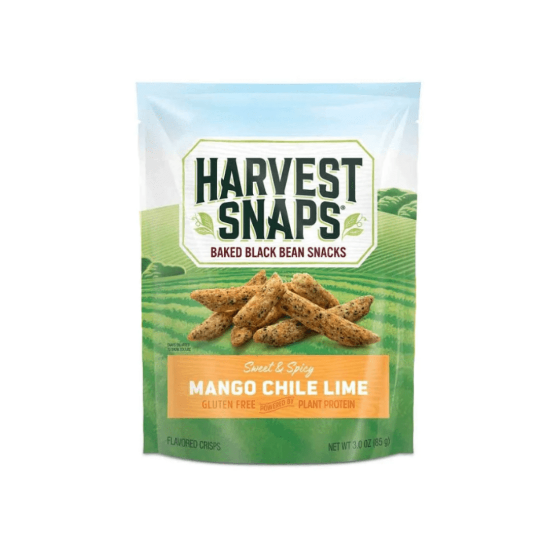 Harvest Snaps Veggie Chips Mango Chile Lime Flavor, Crunchy and Wholesome Gluten-Free Snacks, 4 Convenient Single-Serve Packs for On-the-Go, Healthy Plant-Based Snacks for All Ages