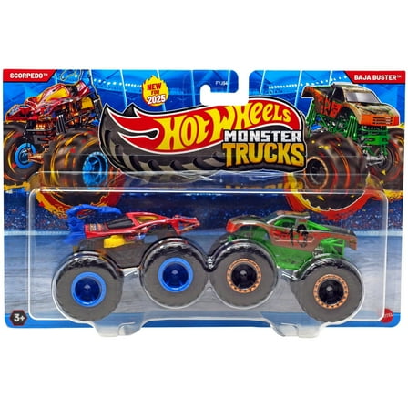 Hot Wheels Monster Trucks Scorpedo Vs Baja Buster Diecast Car 2-Pack