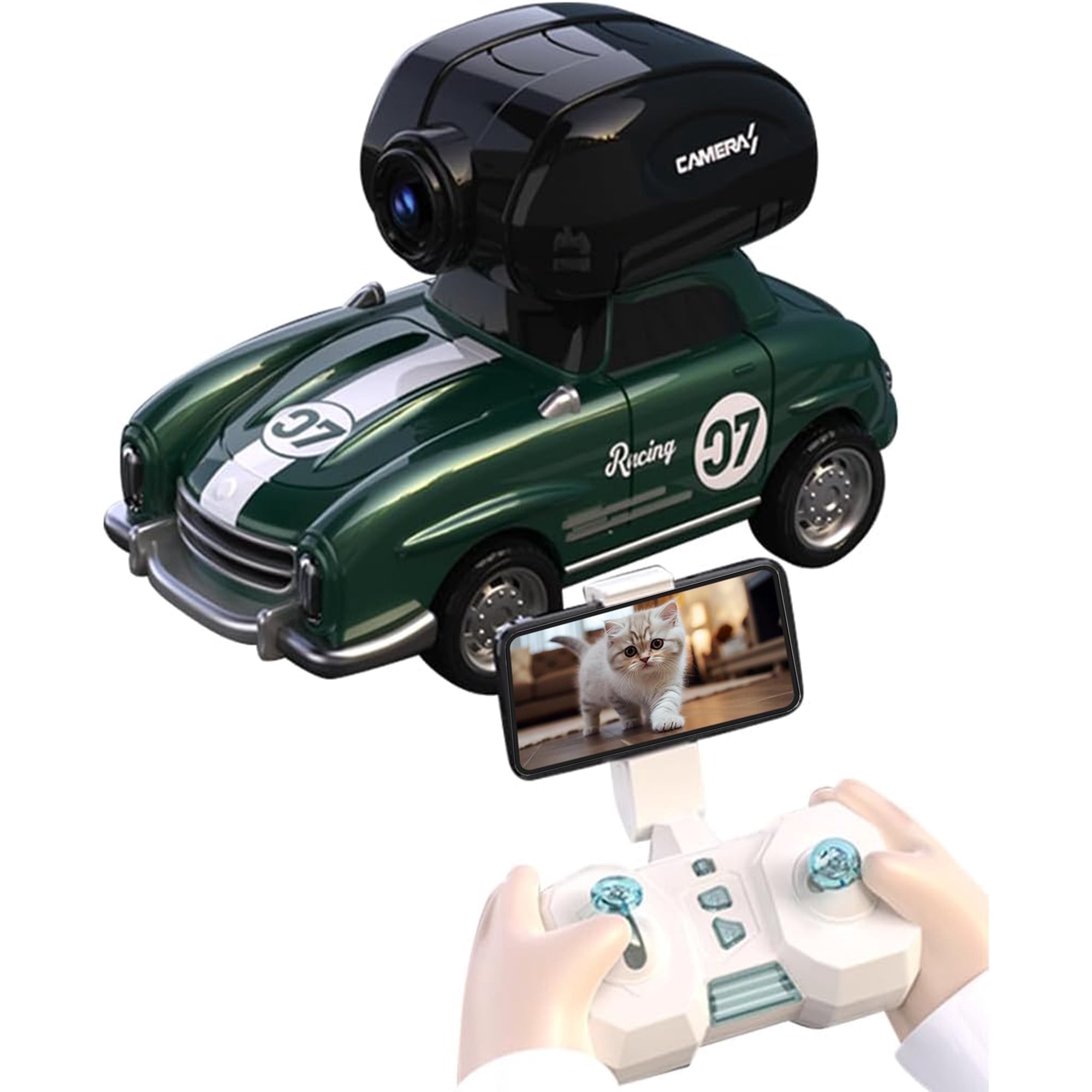 Mini Remote Control Car with Camera, FPV RC Car, Green
