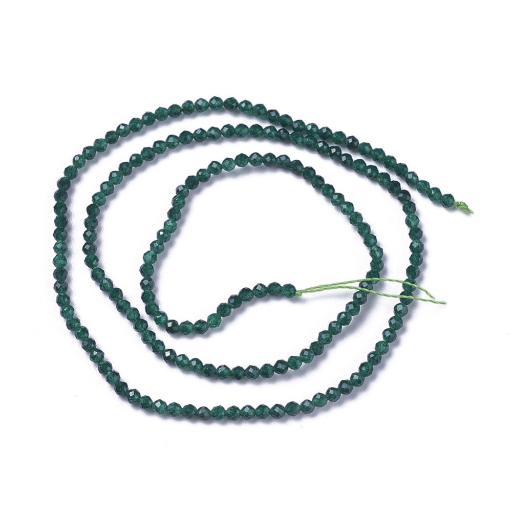Natural White Jade Beads Strands Faceted Round Green 3~3.5x2.5~3mm Hole: 0.3mm 114~141pcs/strand 15.1~16.4 inch(38.4~41.8cm)