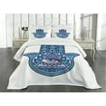 thumbnail image 3 of Ambesonne Evil Eye Quilted Bedspread Set 3 Pcs, Vibrant Hamsa Triangle, King Size, Blue Turquoise Pink, 3 of 5