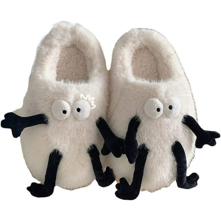 

CoCopeaunt Coal Briquette Slippers Funny Fluffy Warm House Slippers for Women Fuzzy Slippers for Teens Girls Boys