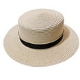 thumbnail image 2 of VISALY Boater hat Womens Straw Hats for Summer | Sun Hats Wide Brim Straw Hats for Men Sun Protection Women's Flat Hat Casual Straw Sunvisor Hat Visor Hats Sun Hats | 1 Pack, 2 of 7