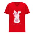 thumbnail image 3 of Corto para las Mujeres Casual Verano 2025 Pascua Impresión V-Cuello Camiseta, Ligero 95% Poliéster 5% Spandex Top para Toda la Temporada Hogar Y Diario, 3 of 7