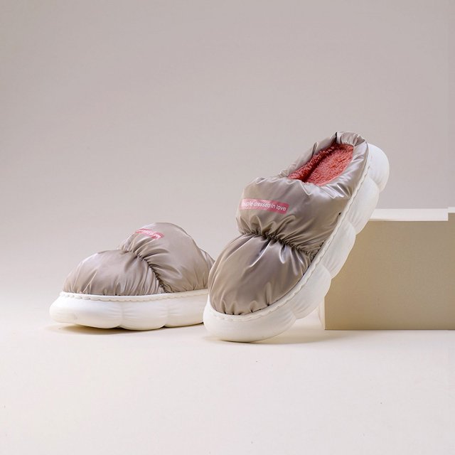 Zapatillas de algodón para el interior del hogar, zapatillas cálidas para el invierno para mujer, zapatillas con suela de pétalos, zapatillas de algodón
