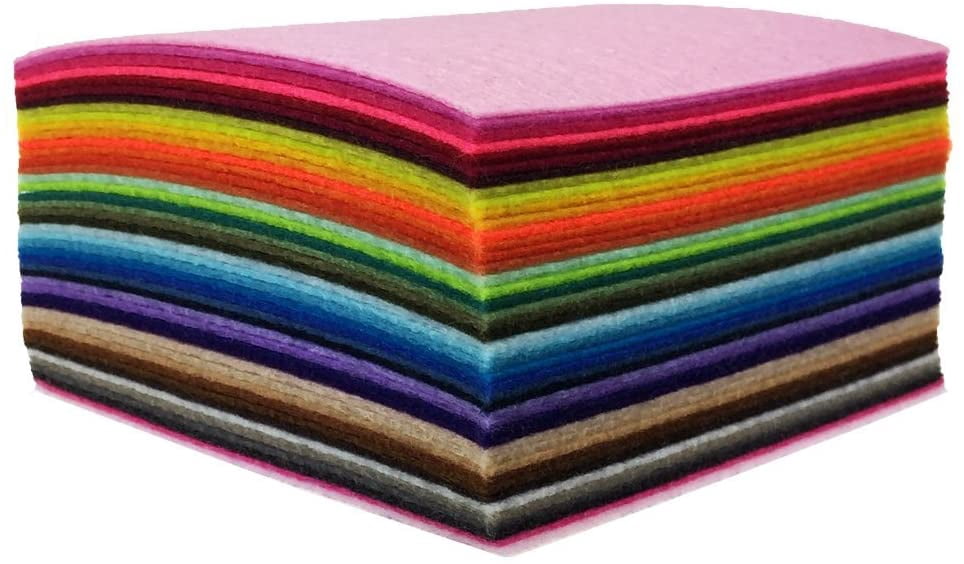 44PCS 4 x 4 inches (10 x10cm) Assorted Color Felt Fabric Sheets Patchwork Sewing DIY Craft 1mm Thick