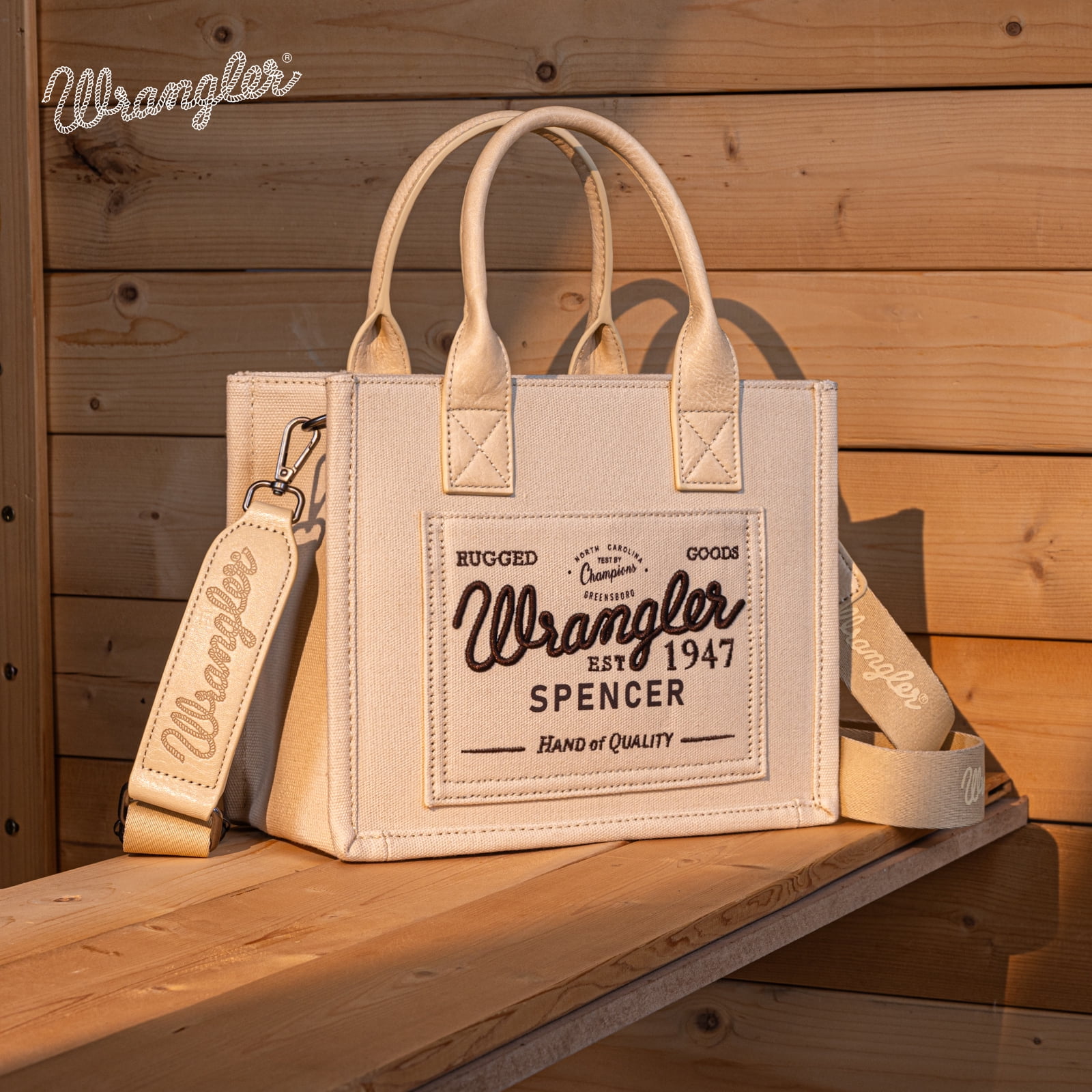 Wrangler Tote Bag for Women Retro Canvas Top Handle Purses and Handbags, Beuge-Coffee